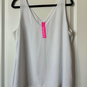 White Sleeveless V-Neck Top